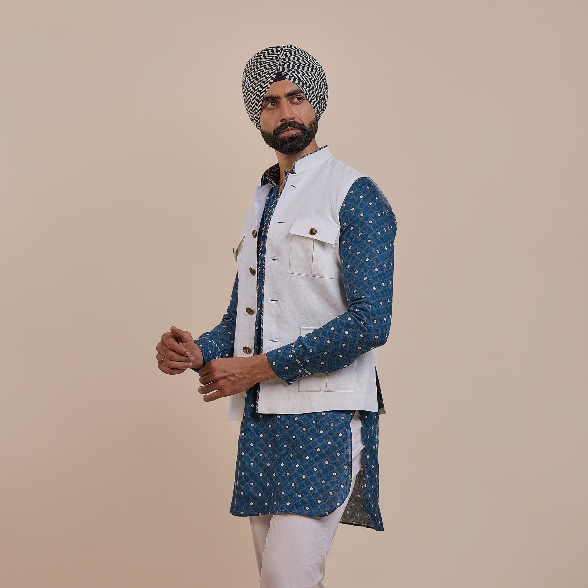 Pearl Ivory Nehru Jacket | Atth