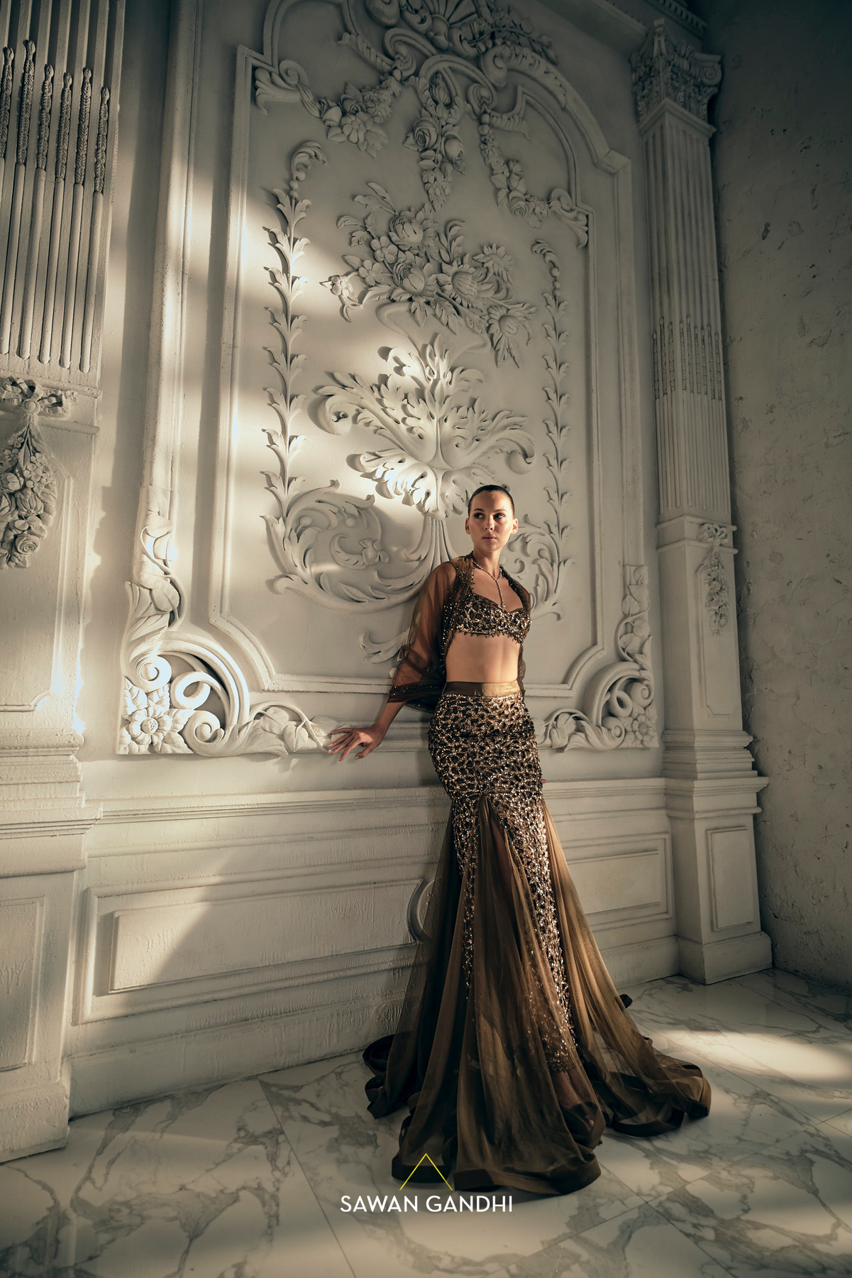 Coffee Brown Cutwork Lehenga - Ready to Ship