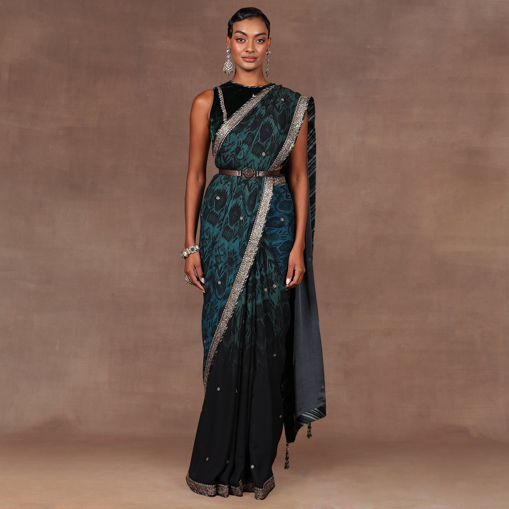 Pine Green Saree Set
