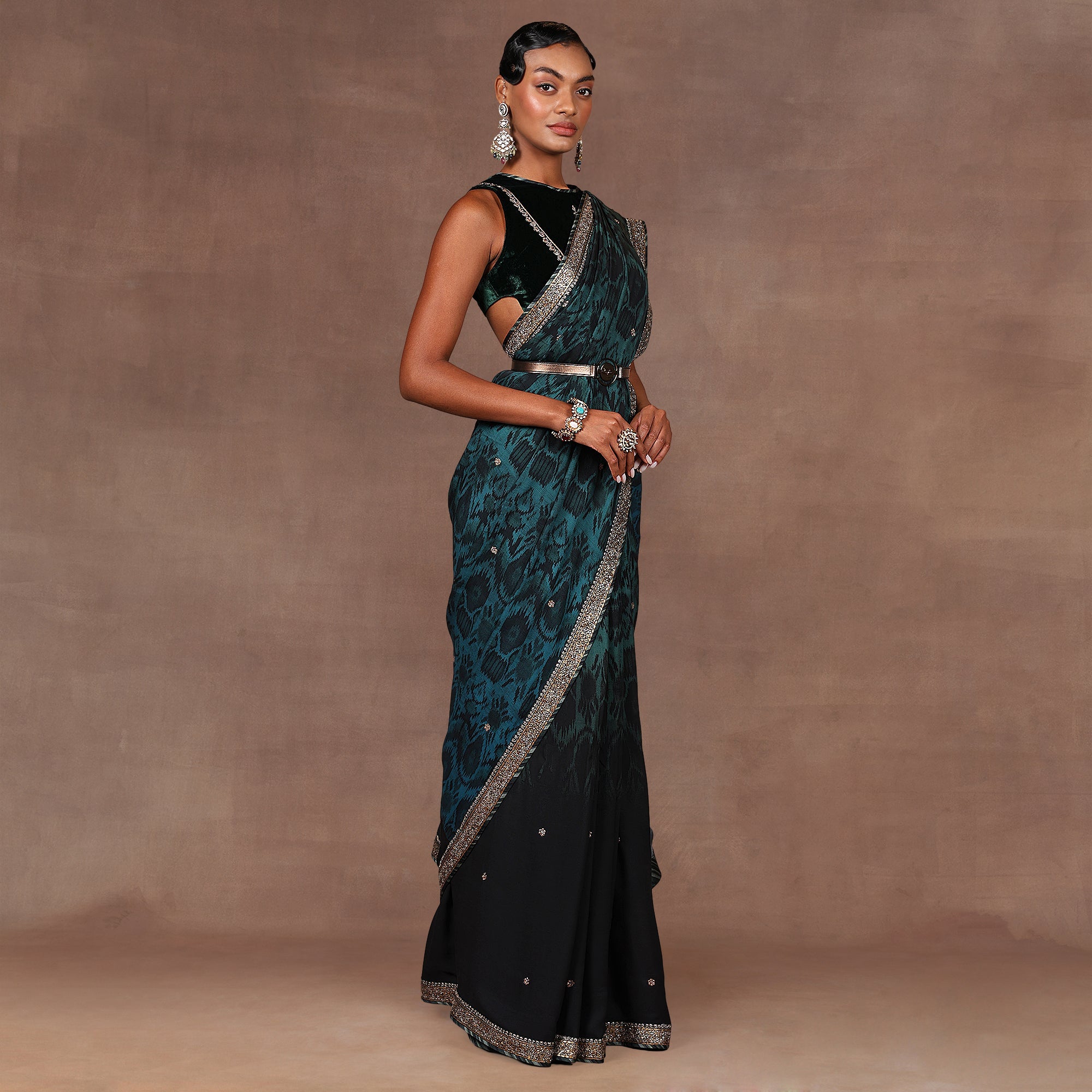 Pine Green Saree Set