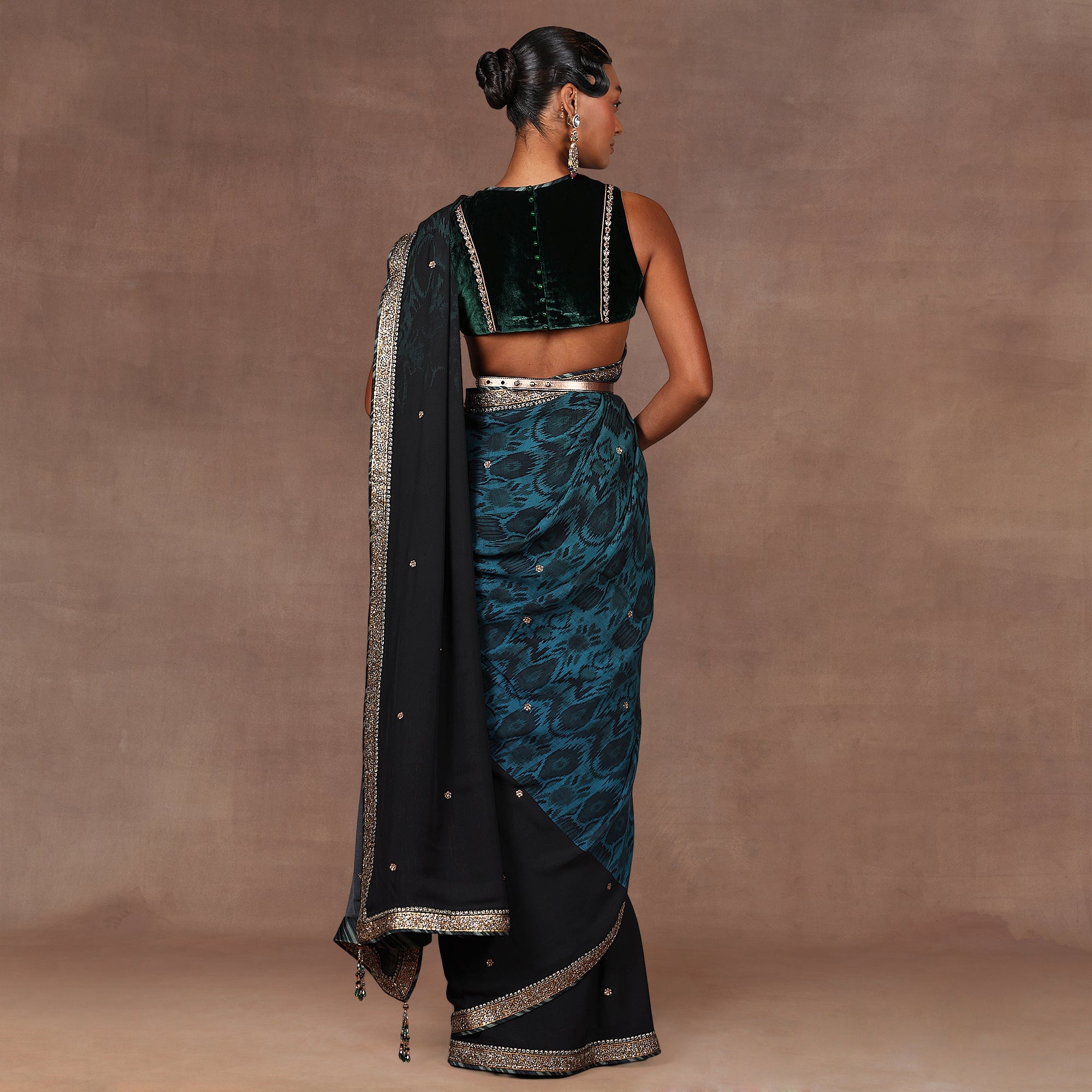 Pine Green Saree Set