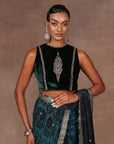 Pine Green Saree Set