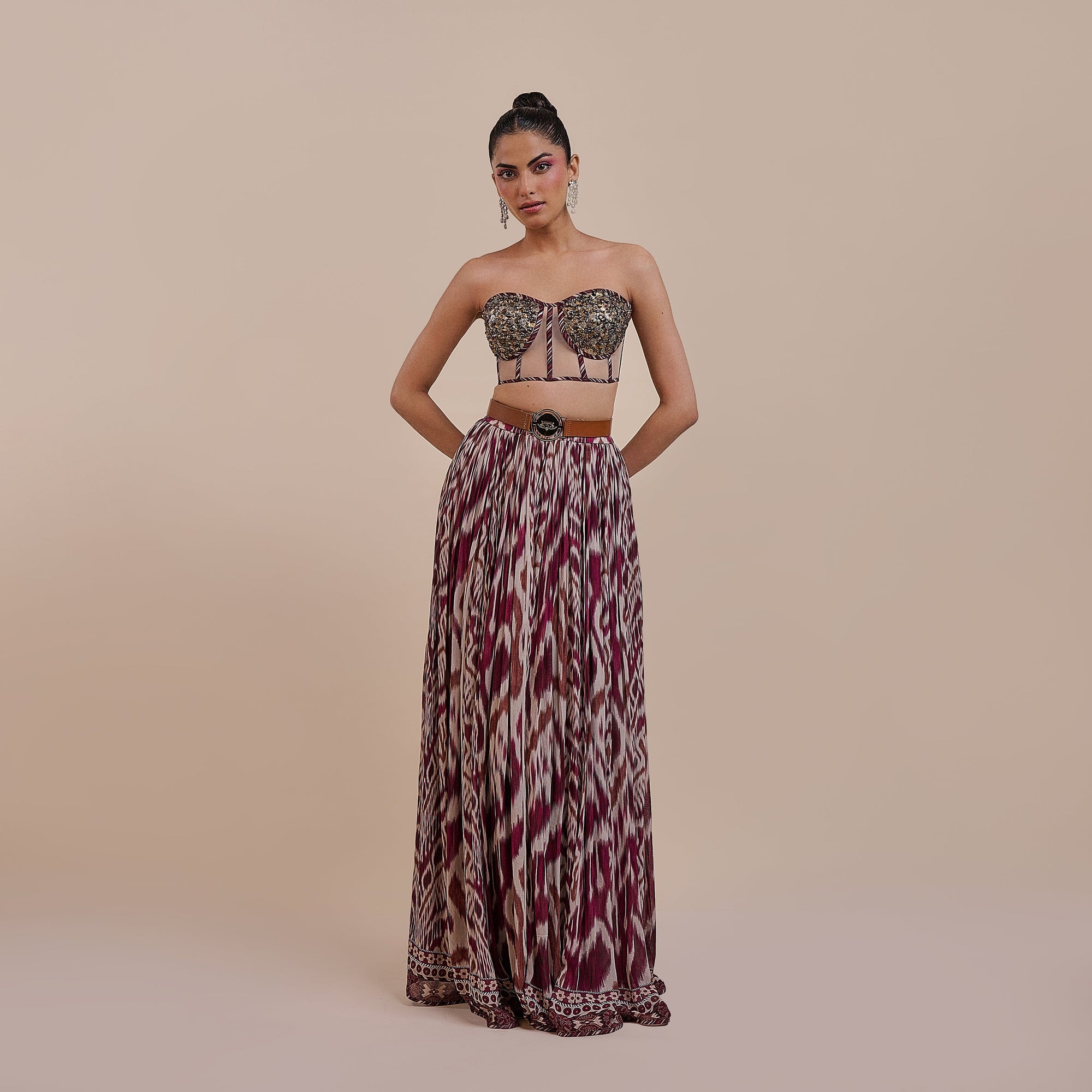 Plum Red Corset Skirt Set | Atth