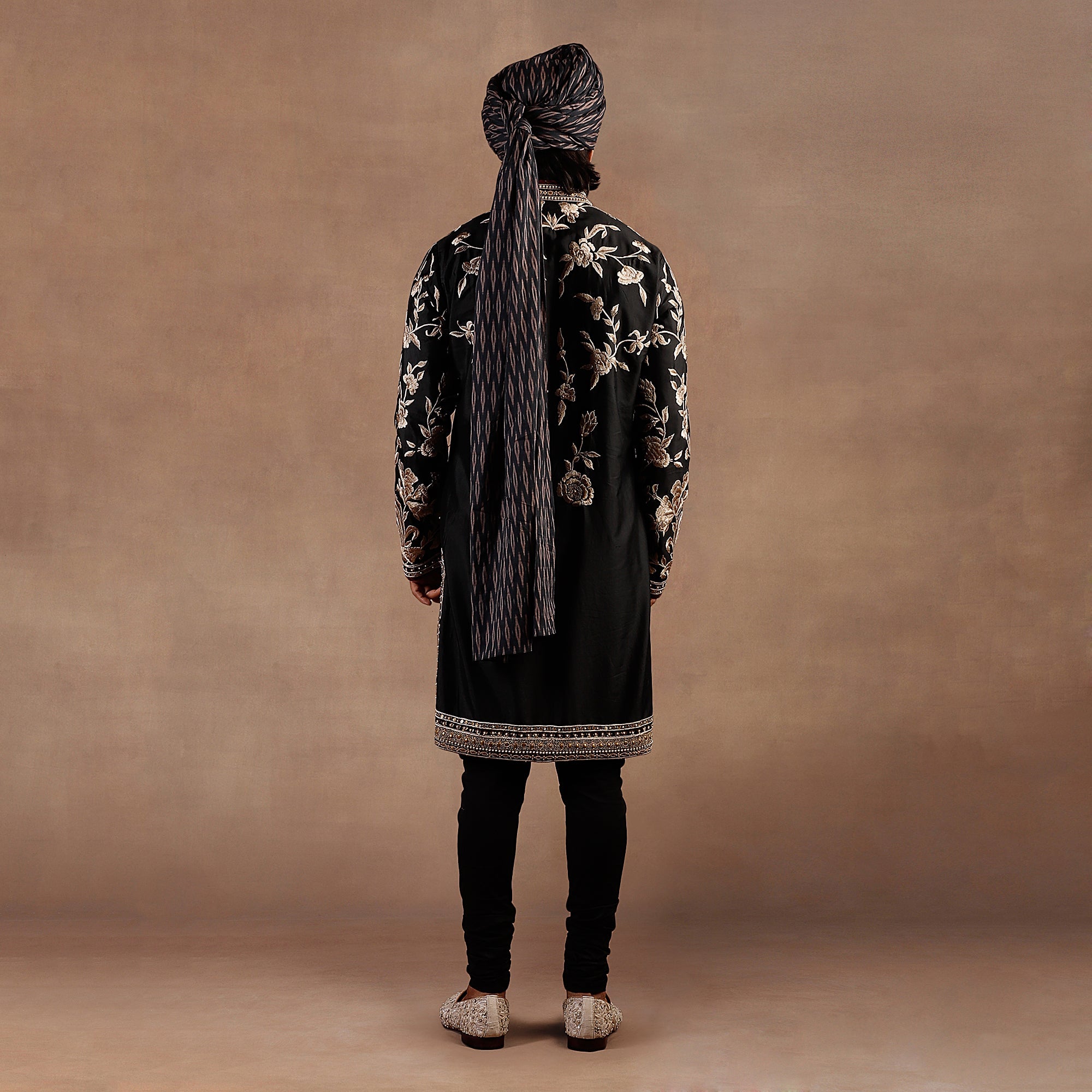 Prussian Blue Ikat Print Safa | East
