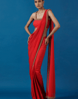 Coral Burst Saree