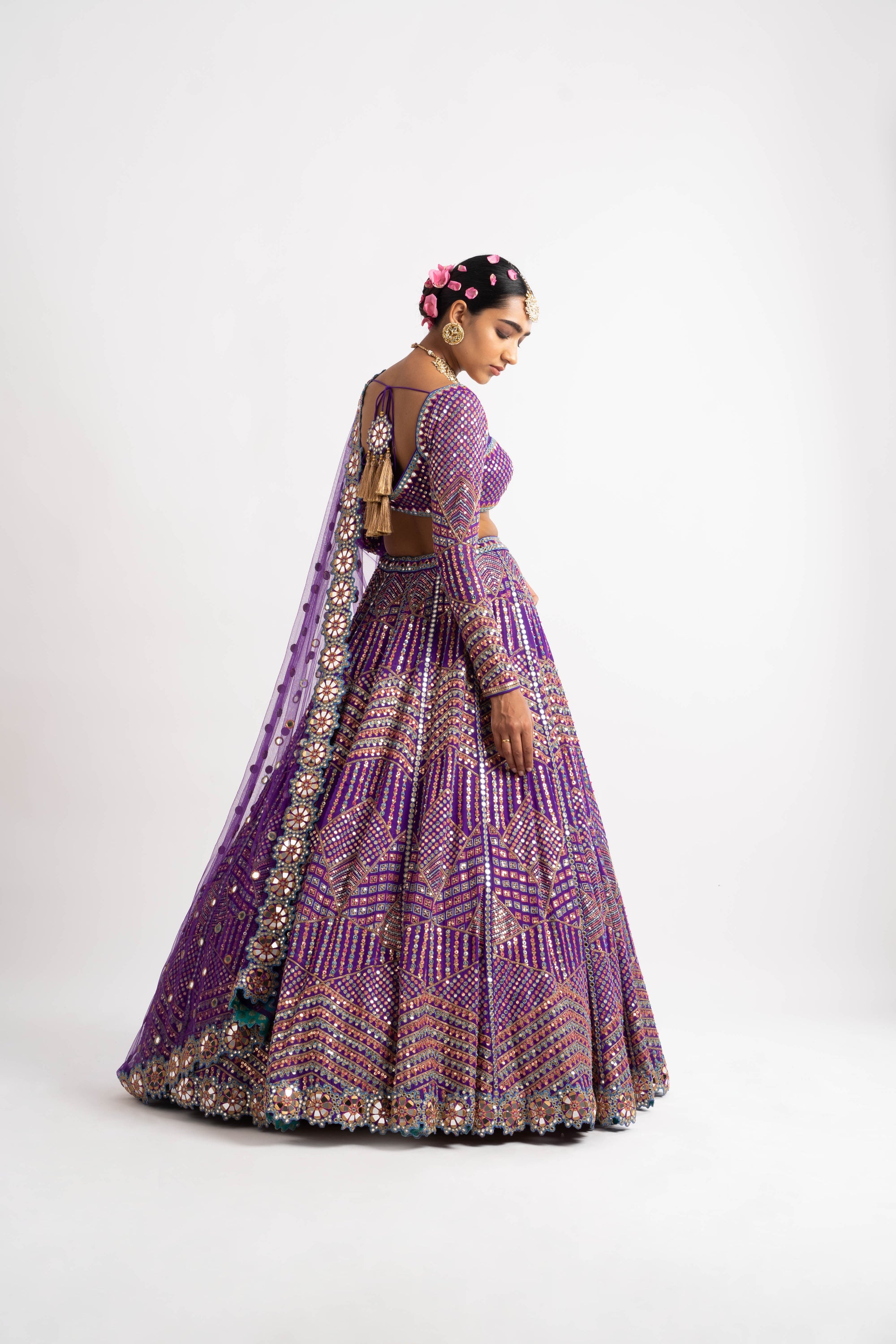 Purple Heavy Multi Color Lehenga Set