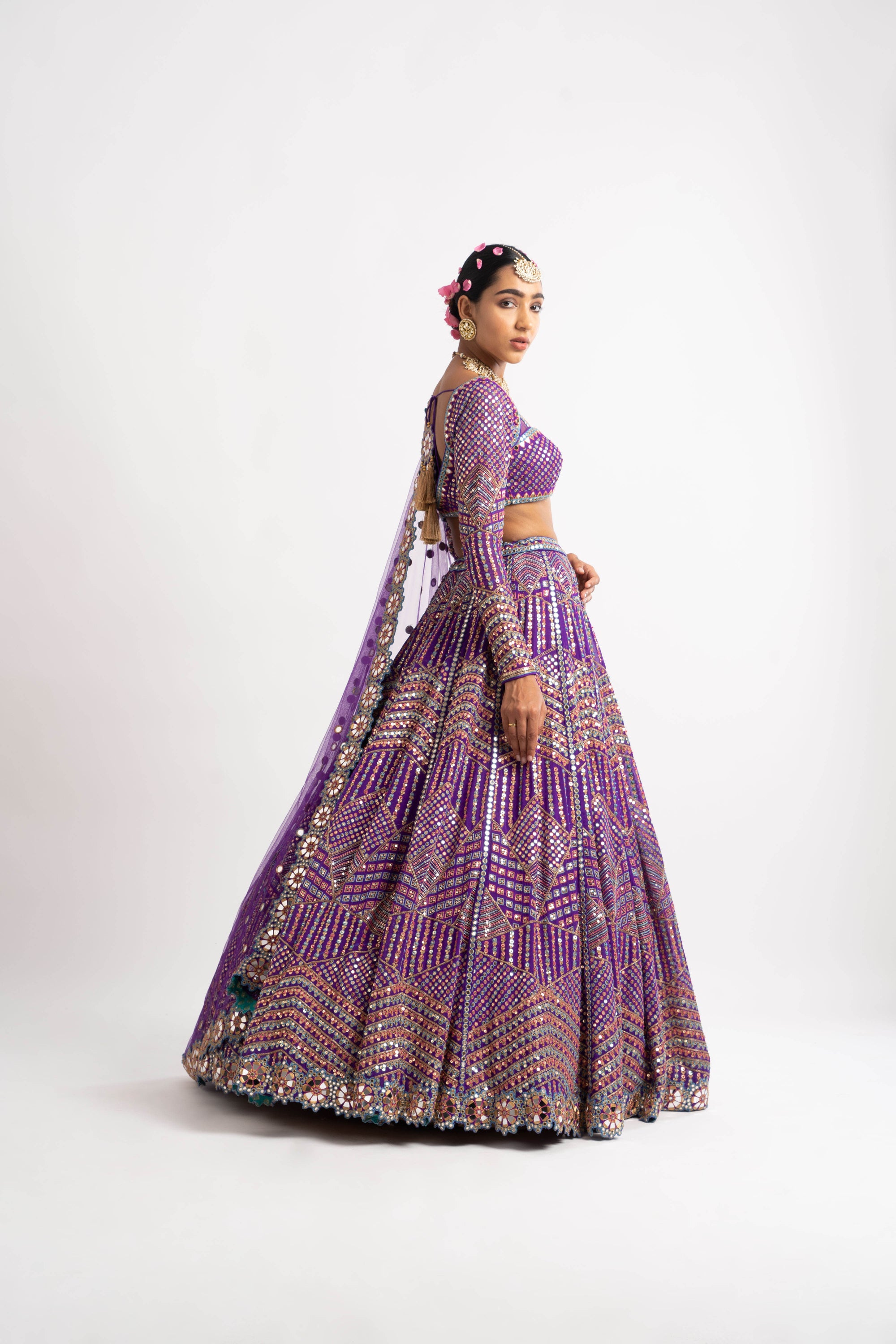 Purple Heavy Multi Color Lehenga Set