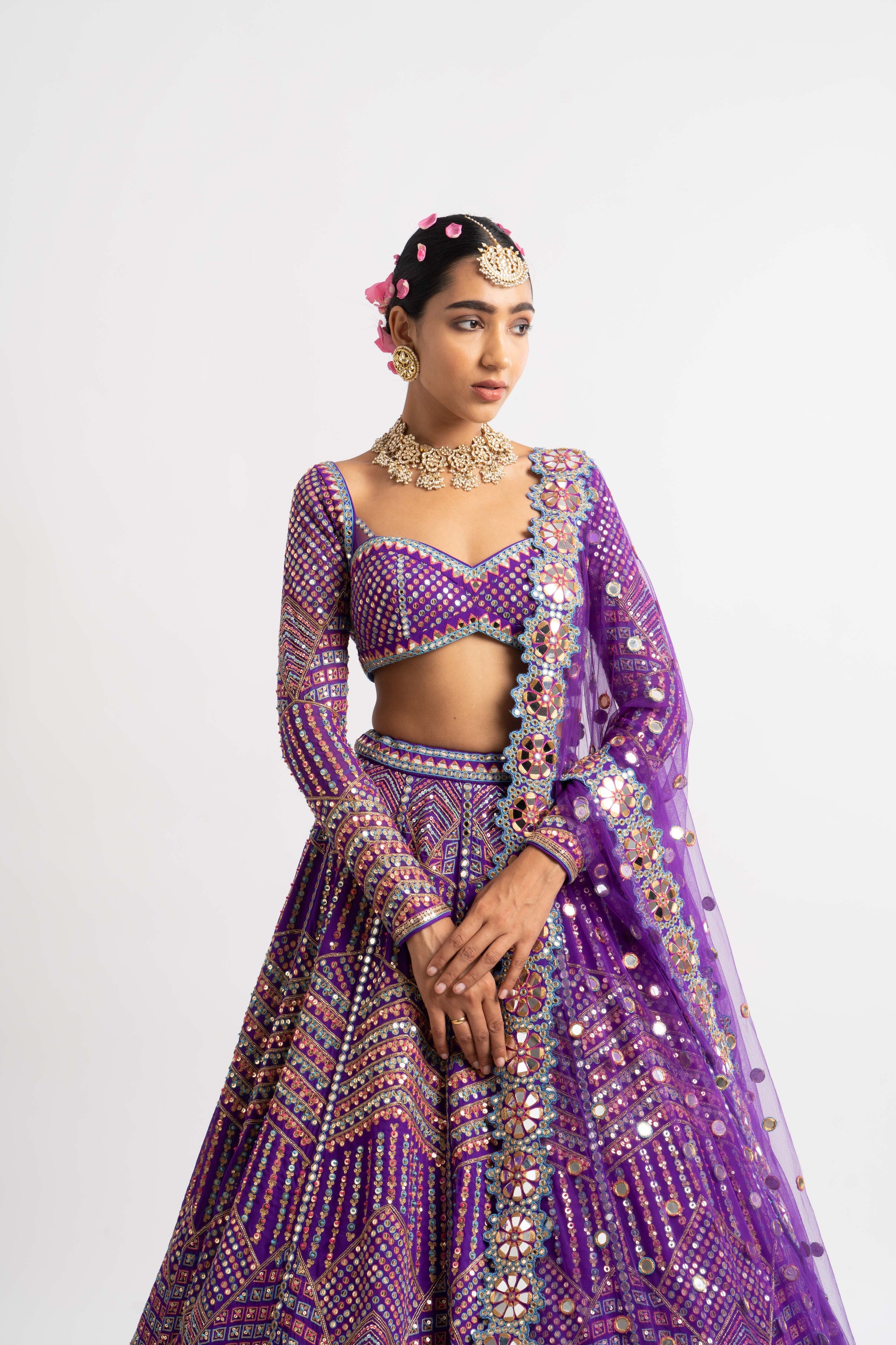 Purple Heavy Multi Color Lehenga Set