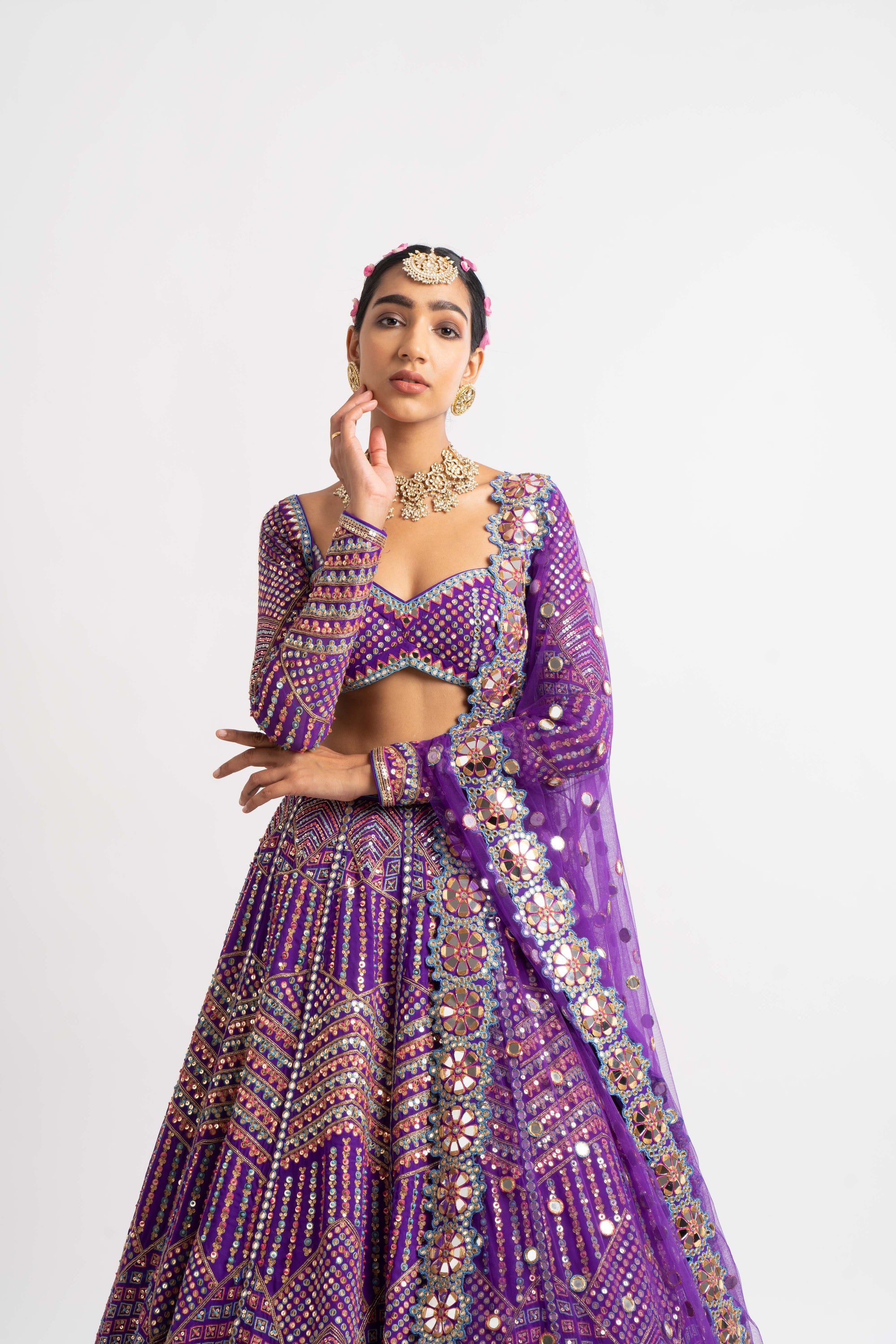 Purple Heavy Multi Color Lehenga Set
