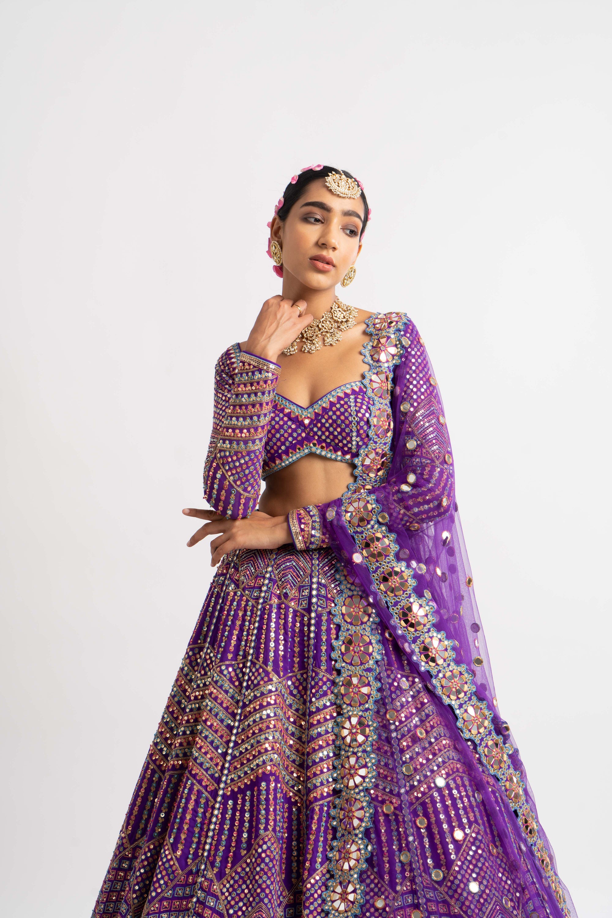 Purple Heavy Multi Color Lehenga Set