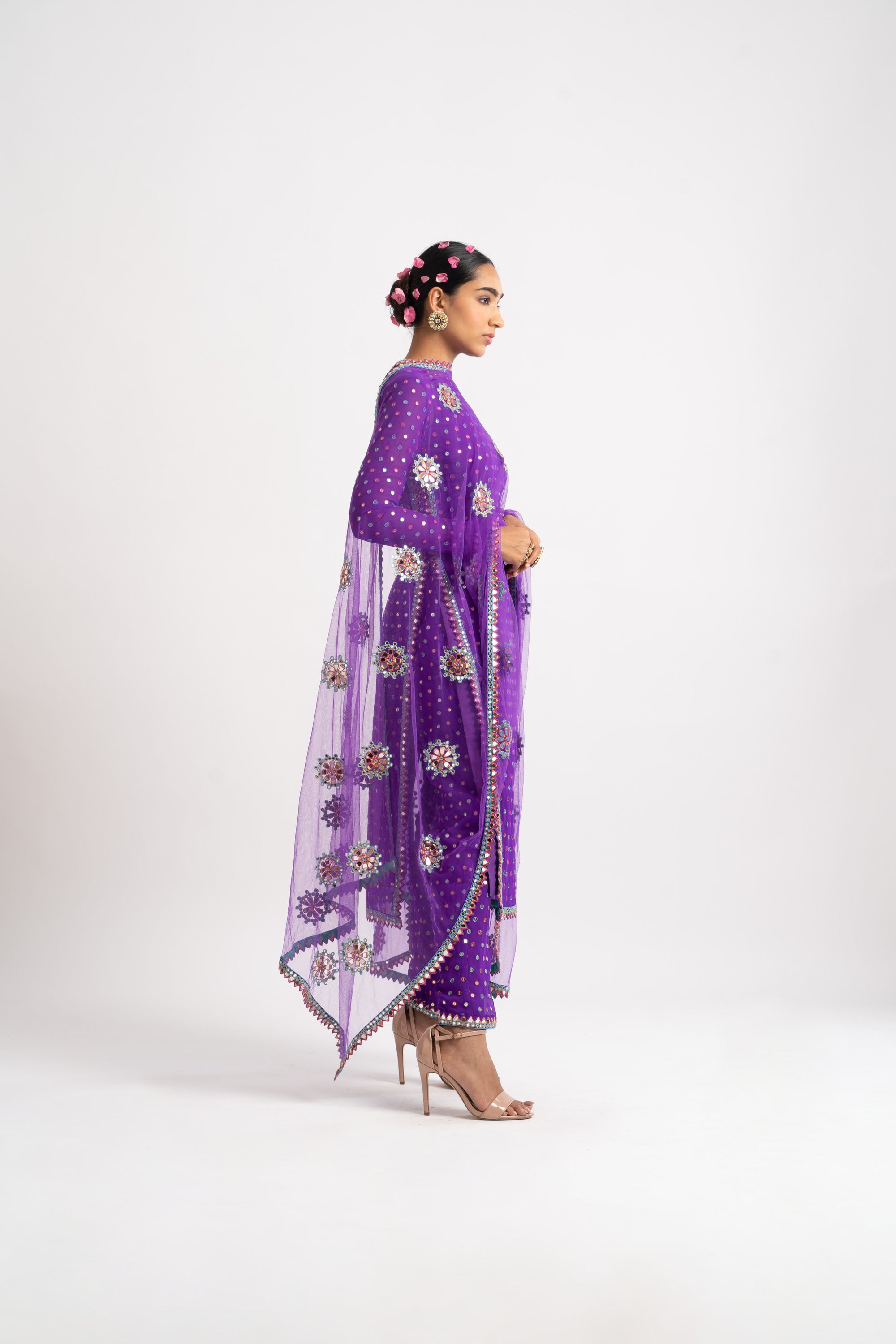 Purple Multi Polka Pant Kurta Set