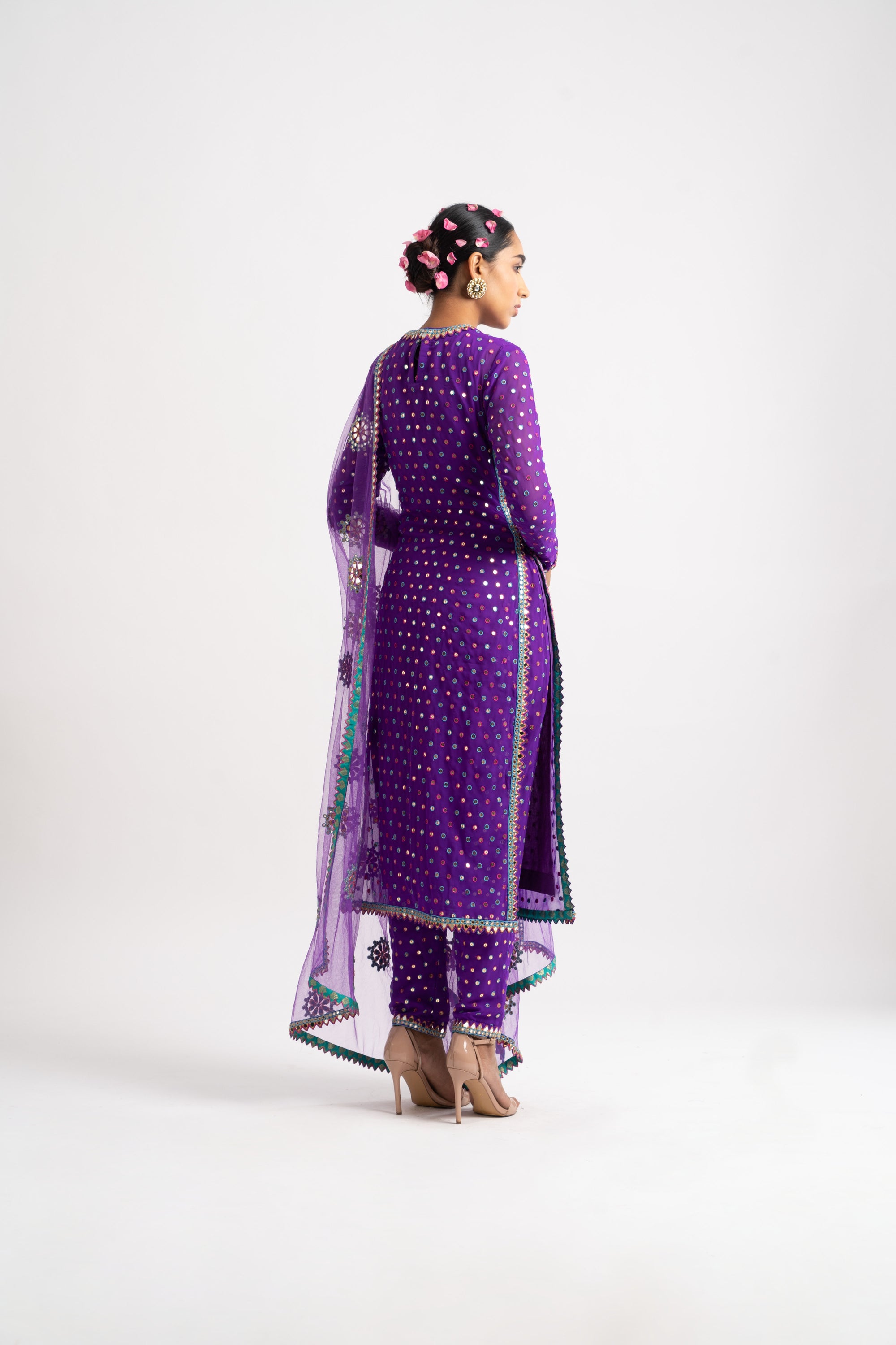 Purple Multi Polka Pant Kurta Set
