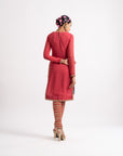 Deep Coral V Neck Heavy Pant Kurta Set