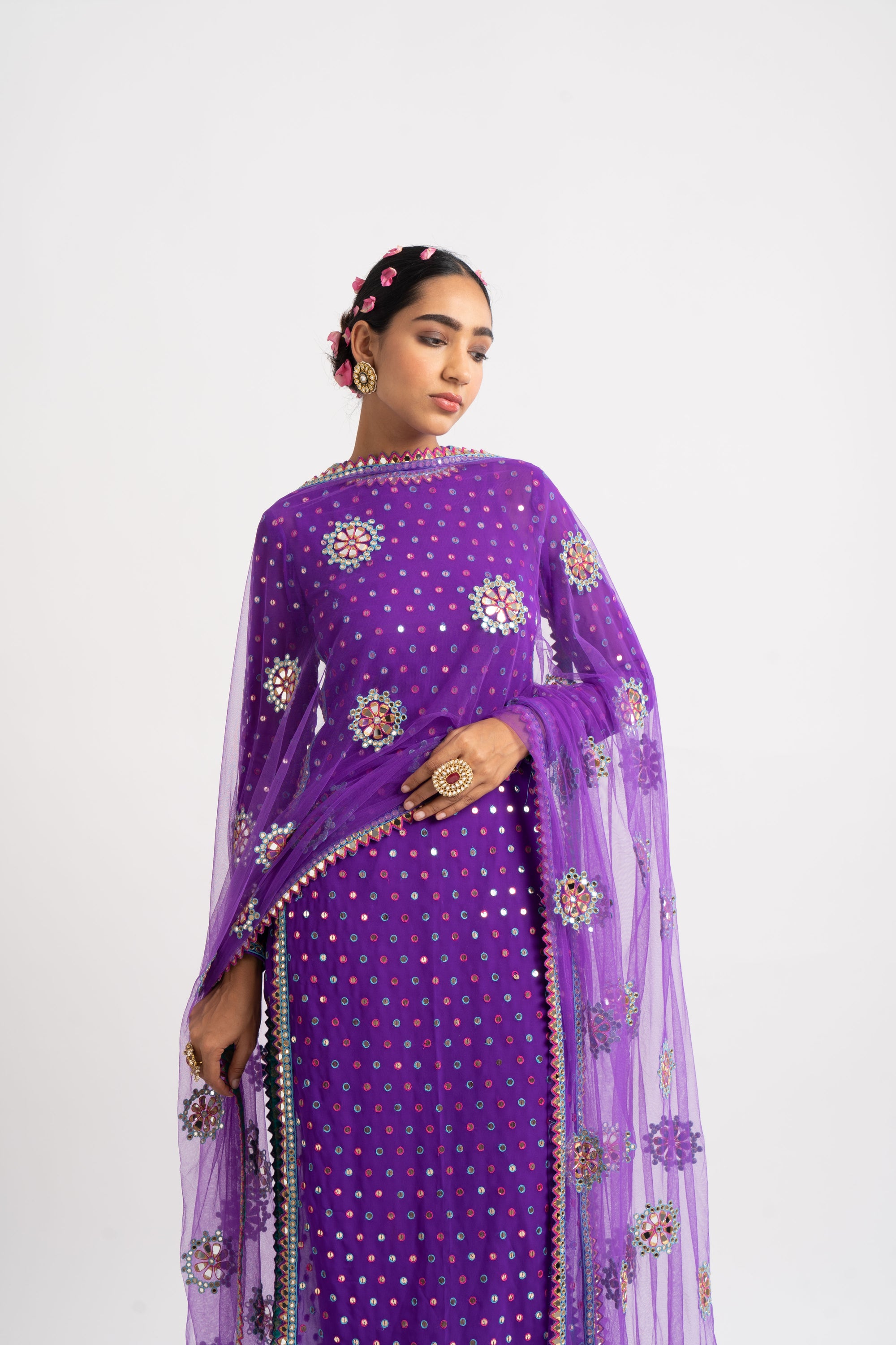 Purple Multi Polka Pant Kurta Set