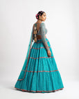 Peacock Green Multi Tier Multi Color Lehenga Set