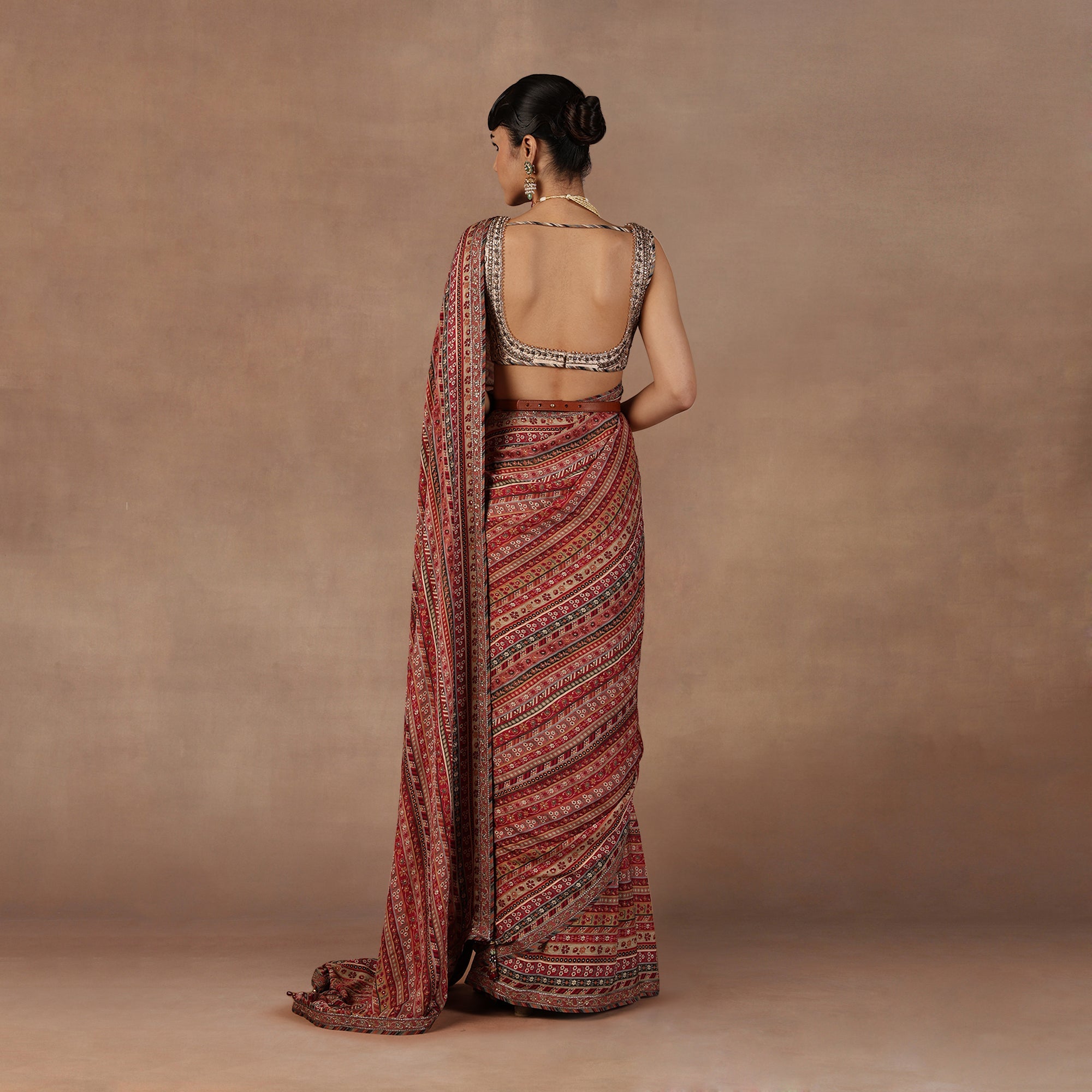 Rose Pink - Ivory Saree Set