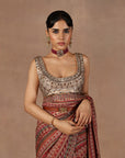 Rose Pink - Ivory Saree Set