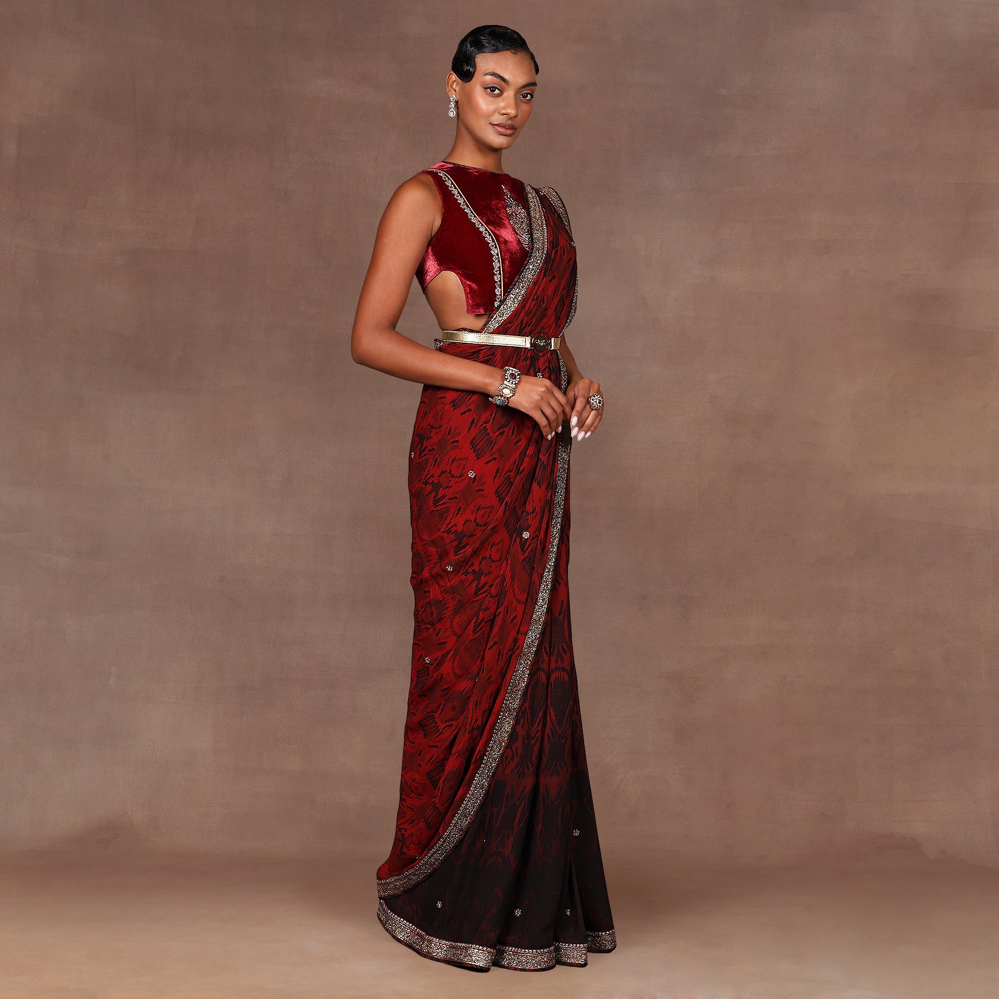 Ruby Red Saree Set