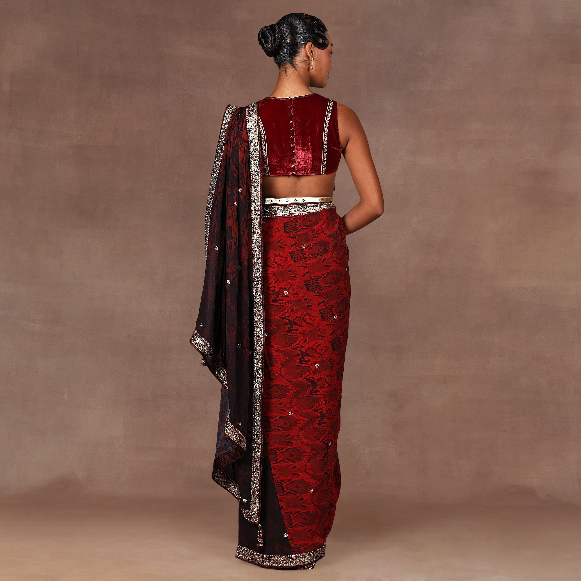 Ruby Red Saree Set