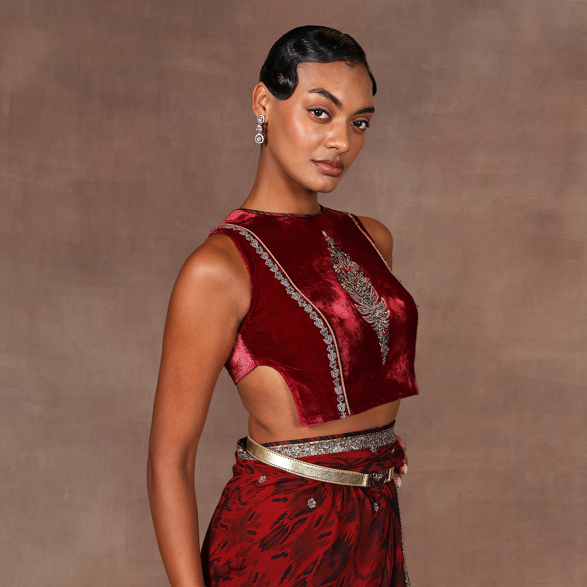 Ruby Red Saree Set