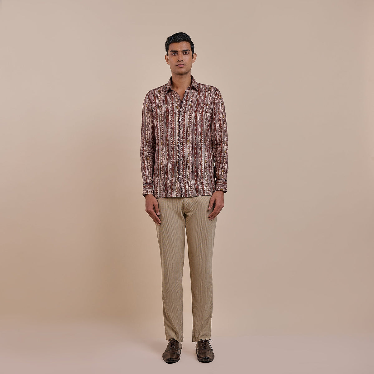Sunny's Bridal - JJV By JJ Valaya - Rust Striped Shirt | Atth - Atth by JJV