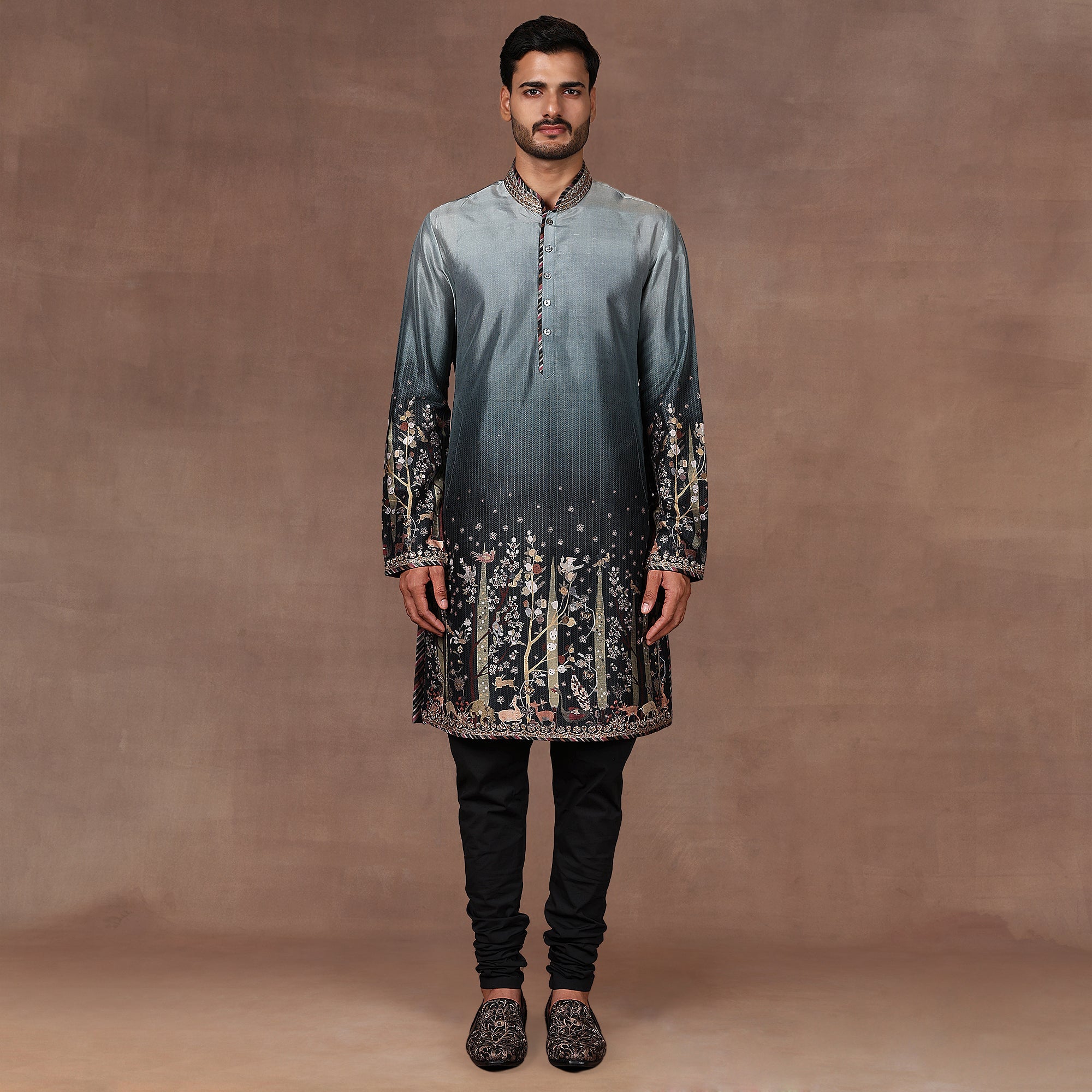 Sage - Emerald Ombre Nehru Jacket Set | East