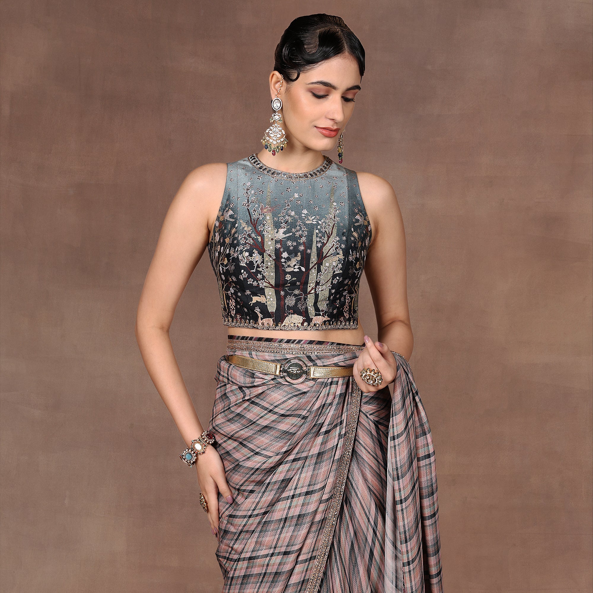 Sage - Emerlad Ombre Saree Set