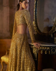 Gold Slit Skirt Set