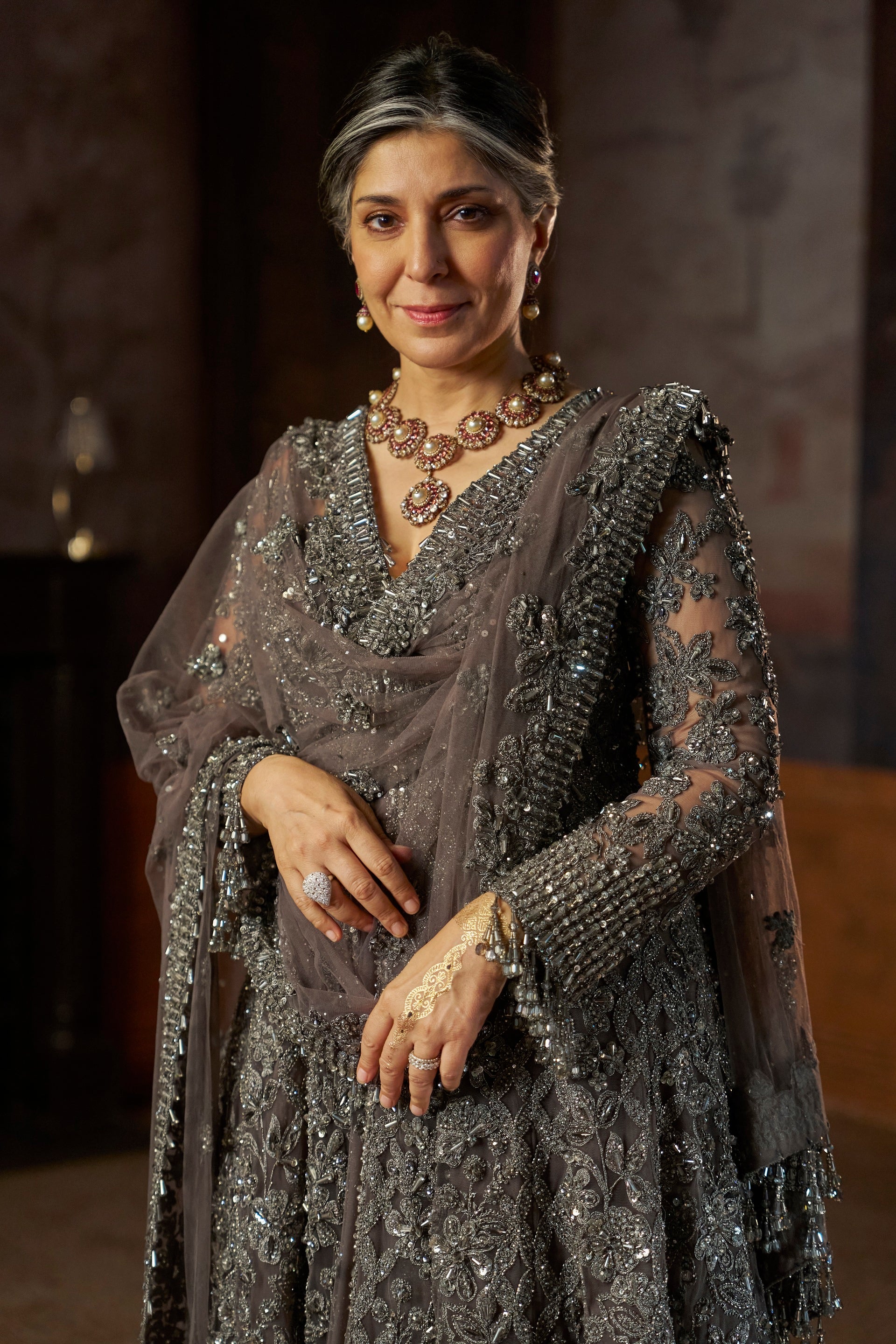 Charcoal Jacket Lehenga Set