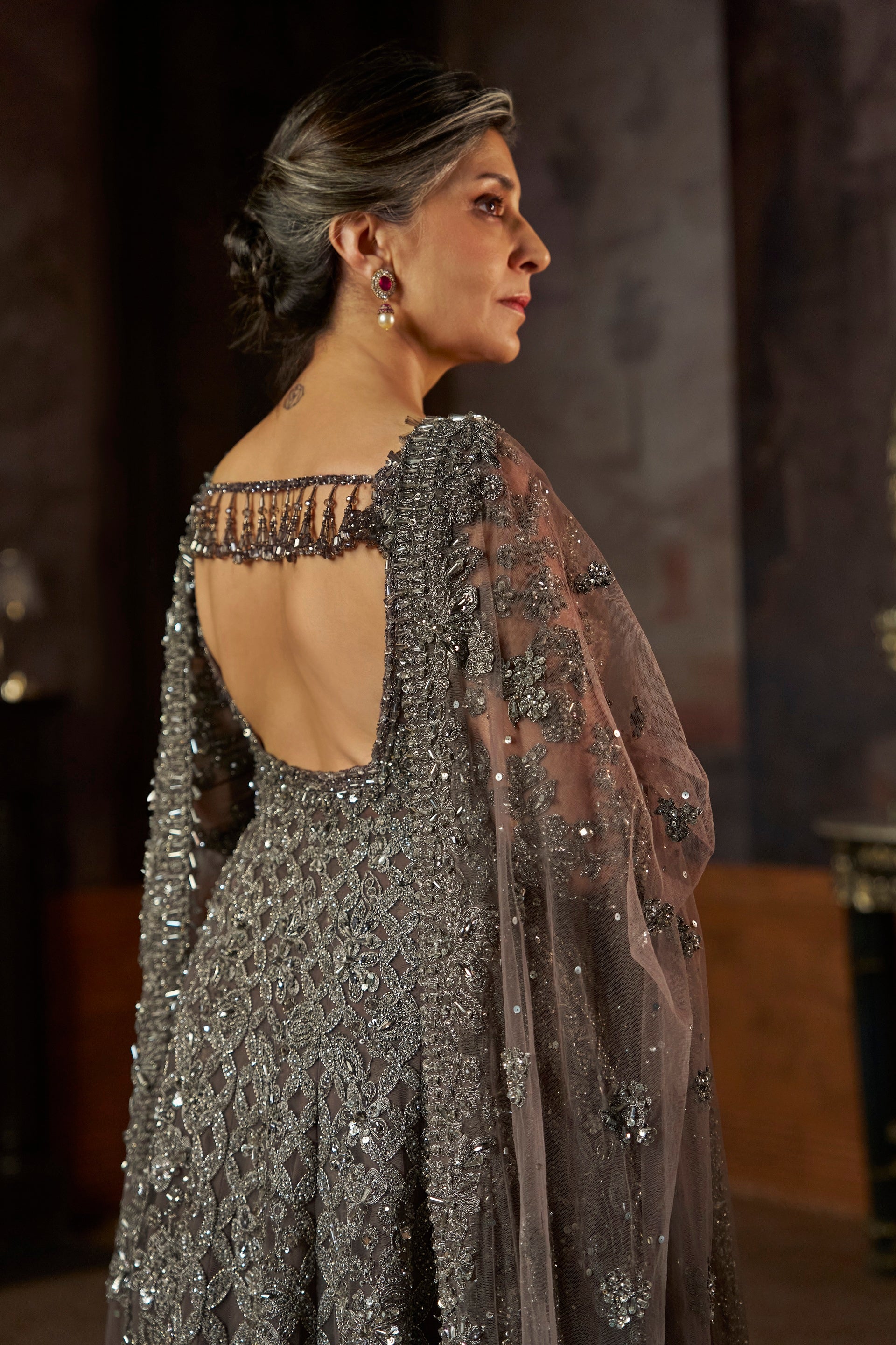 Charcoal Jacket Lehenga Set