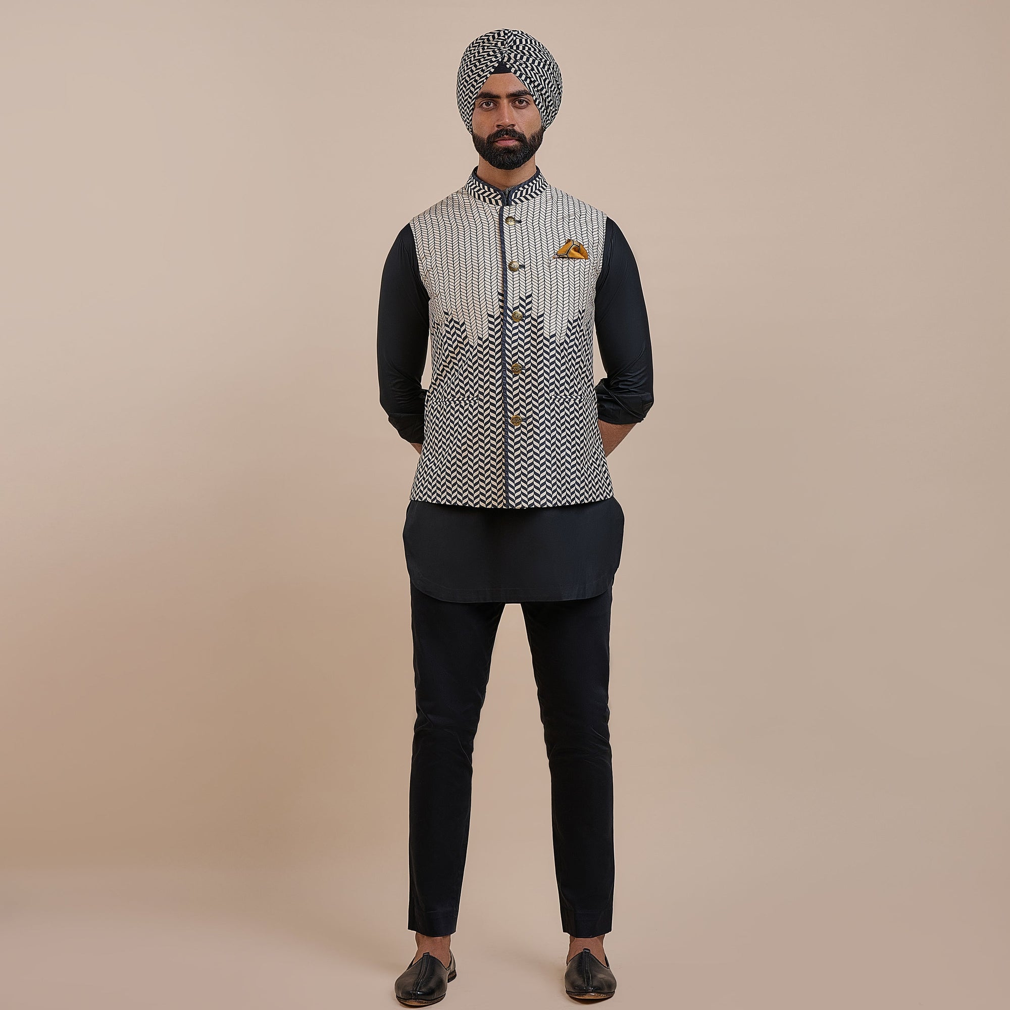 Signature Chevron Nehru Jacket | Atth