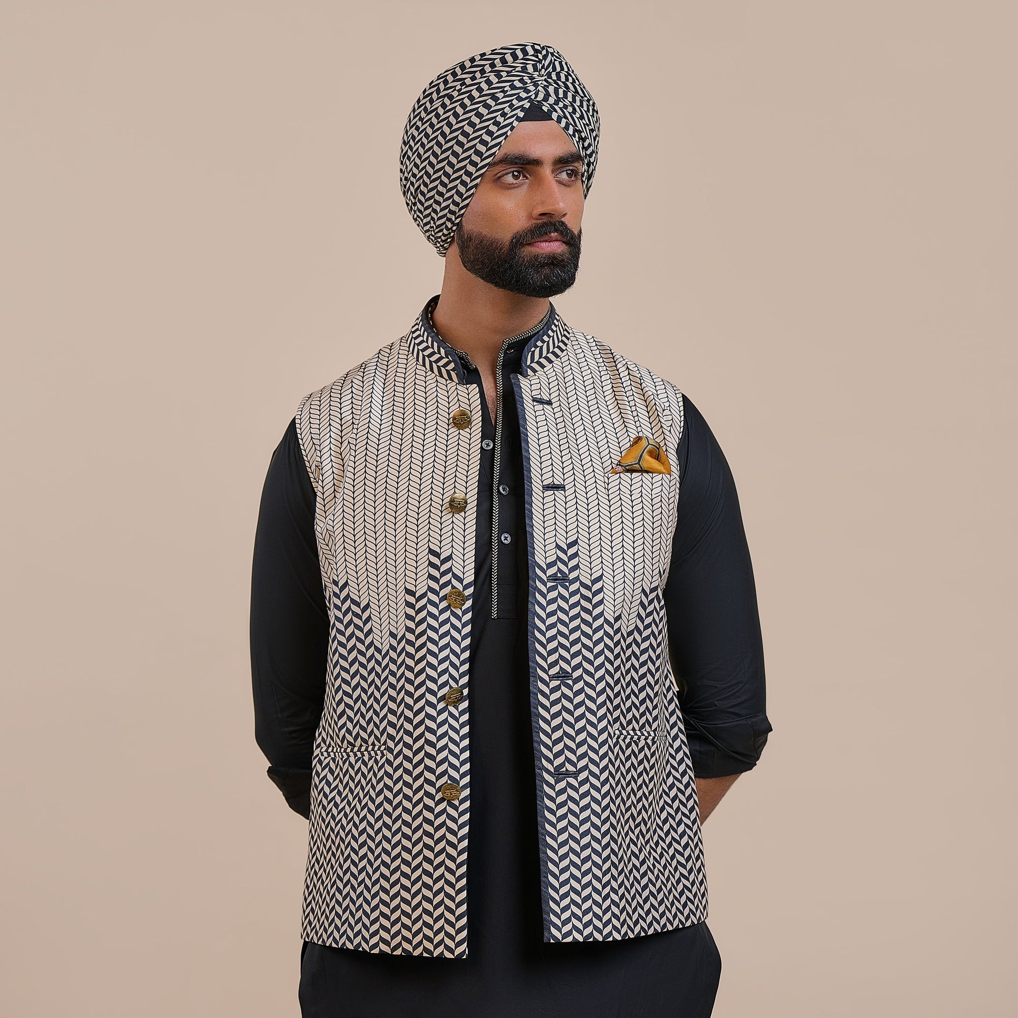 Signature Chevron Nehru Jacket | Atth
