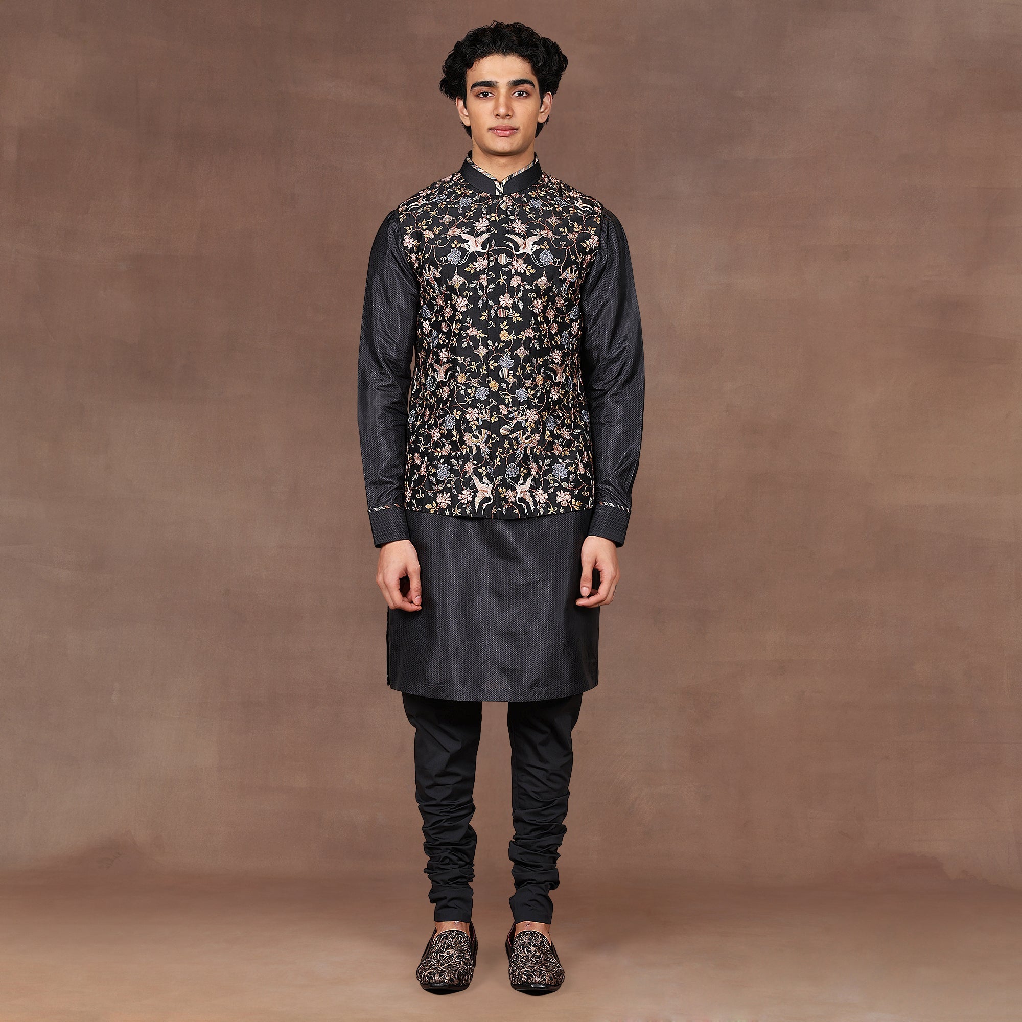 Slate Black Nehru Jacket Set | East