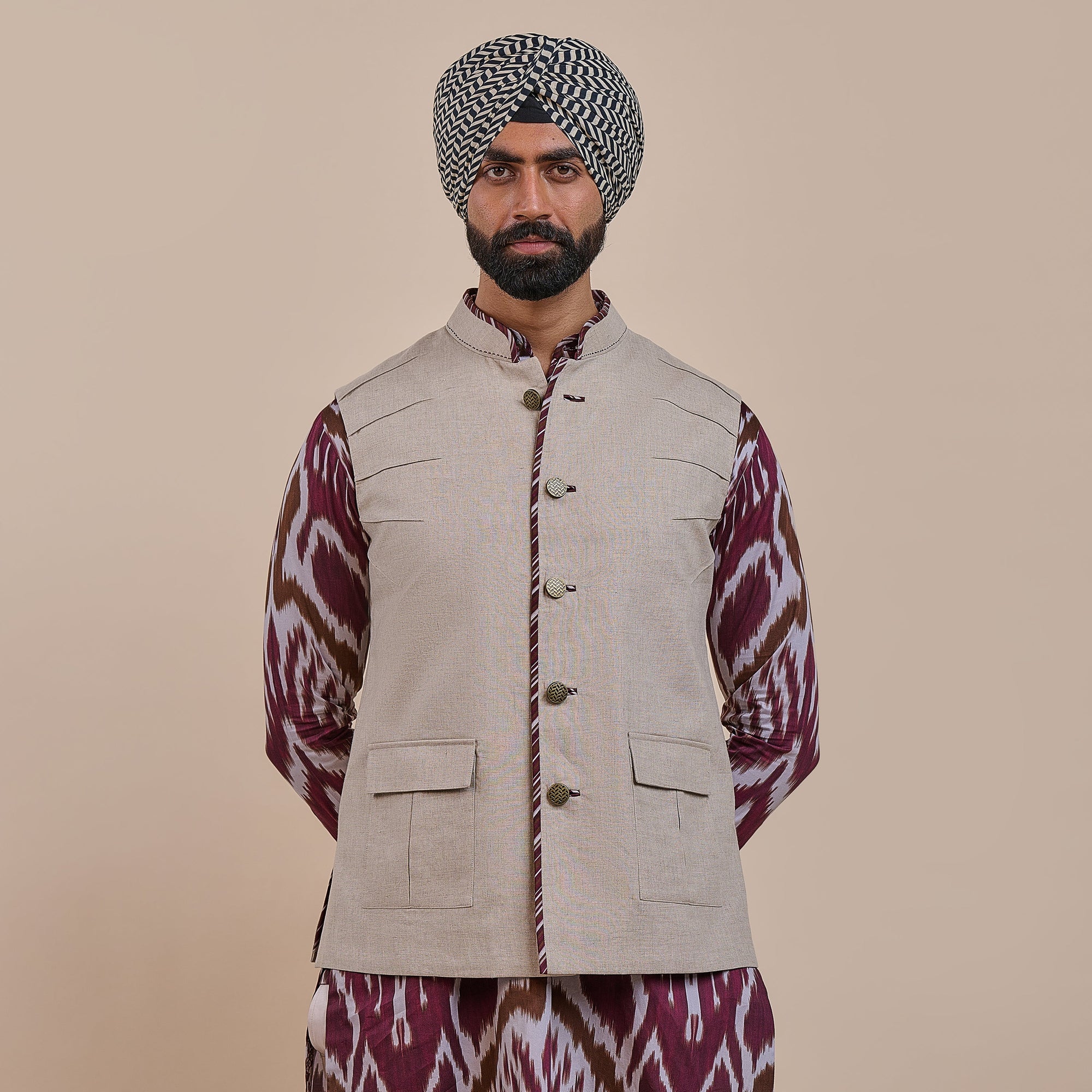 Slate Pearl Nehru Jacket | Atth