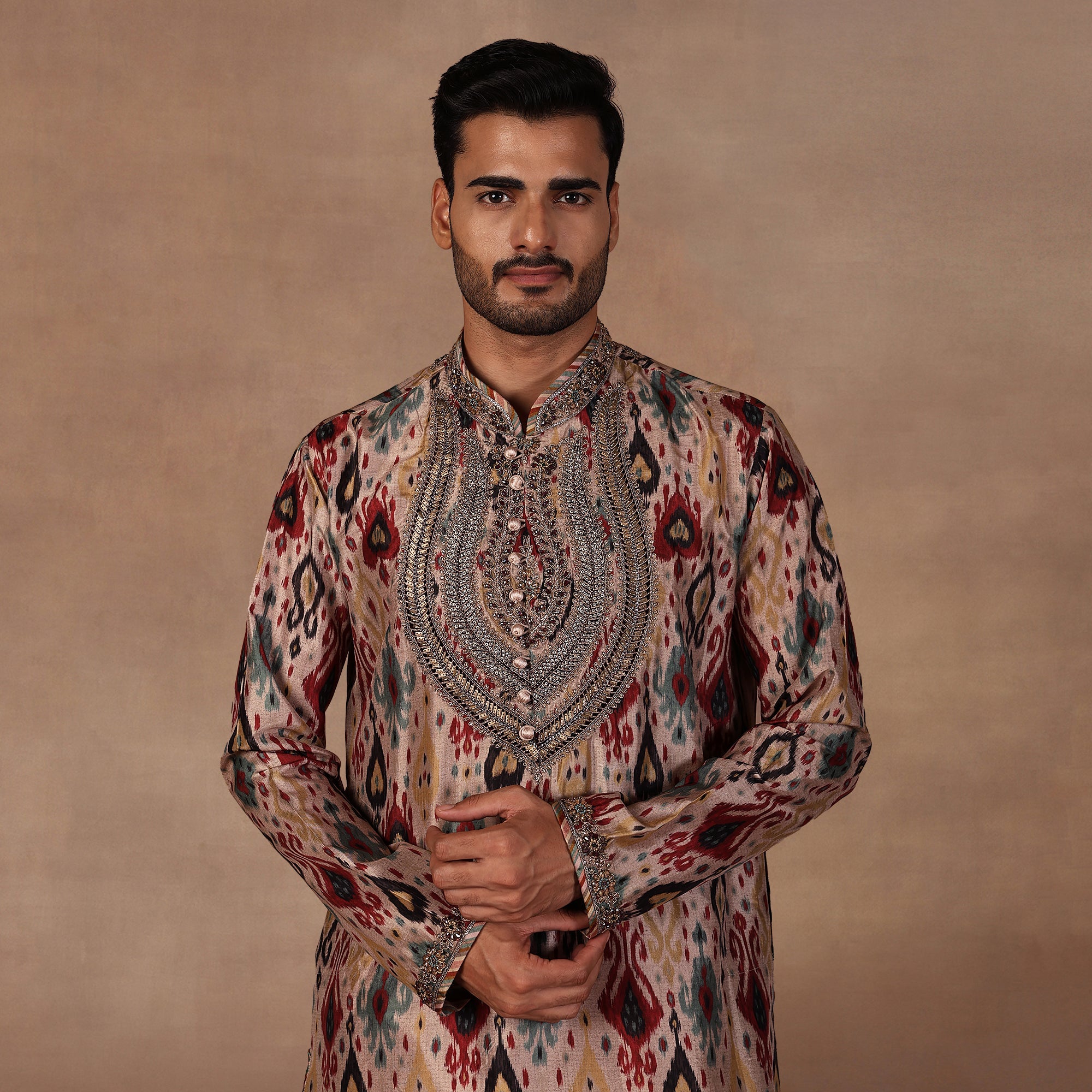 Taupe Ikat Kurta Set | East
