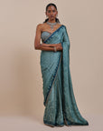 Teal Blue Corset Saree Set | Atth