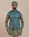 Teal Blue Nehru Jacket | Atth