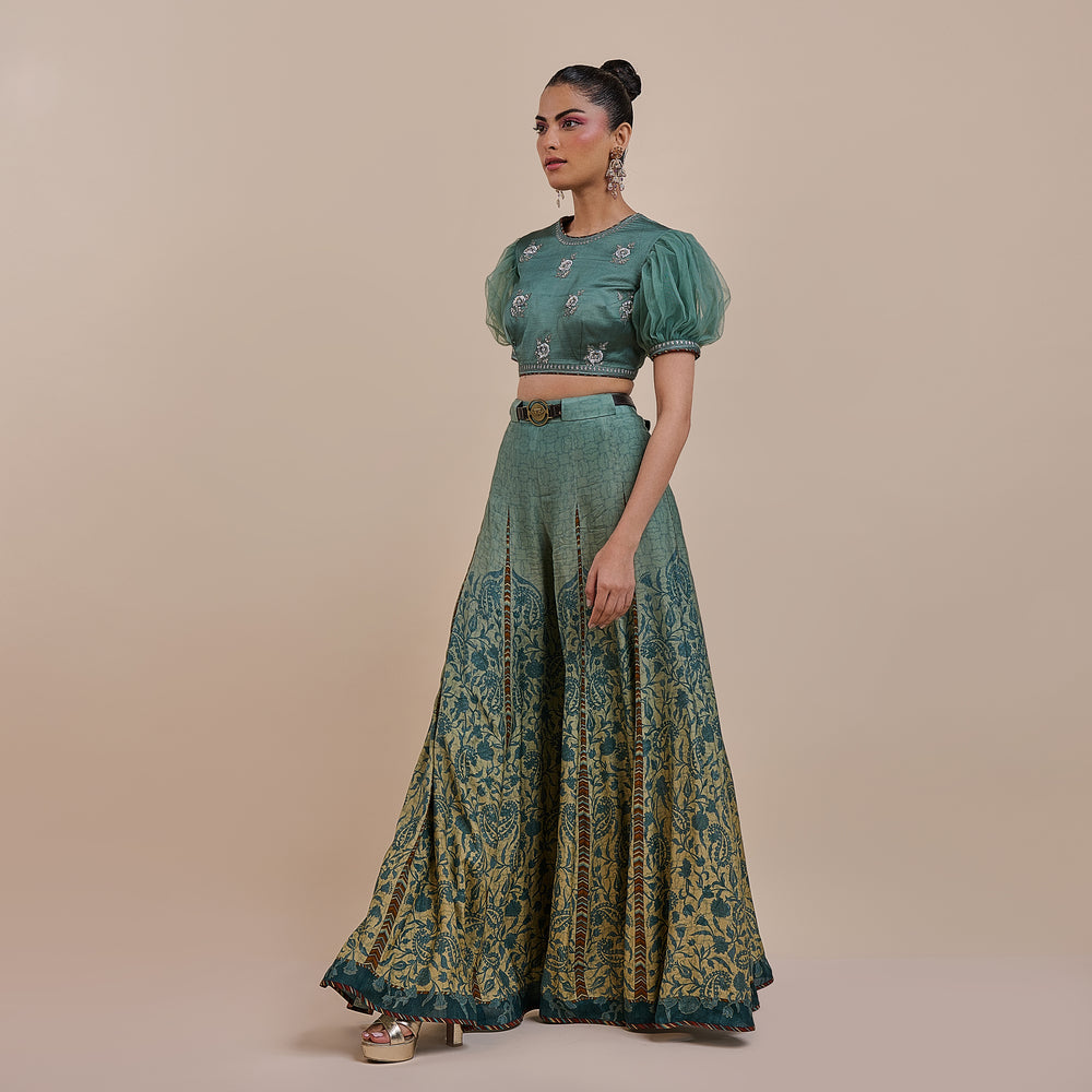 Teal Blue Ombre Sharara Set | Atth