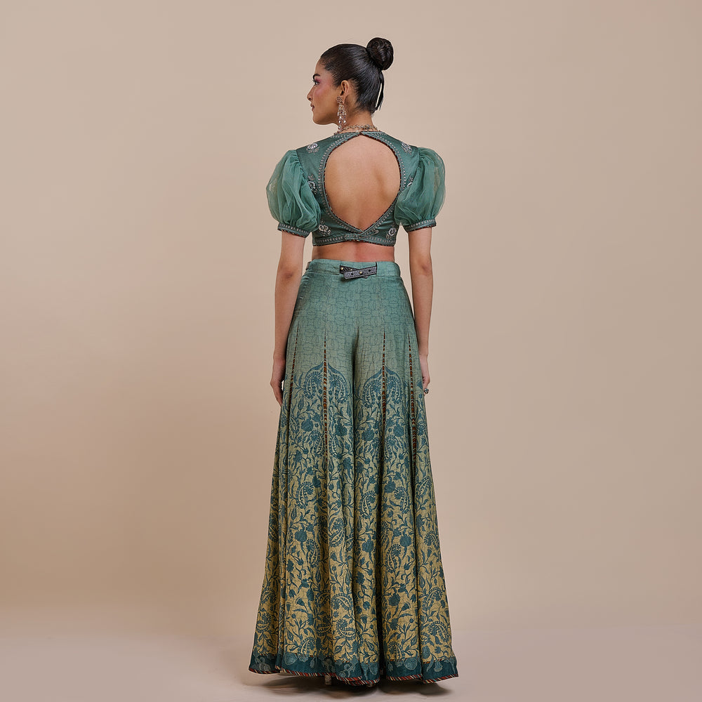 Teal Blue Ombre Sharara Set | Atth