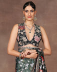 Turquoise - Green Ombre Saree Set