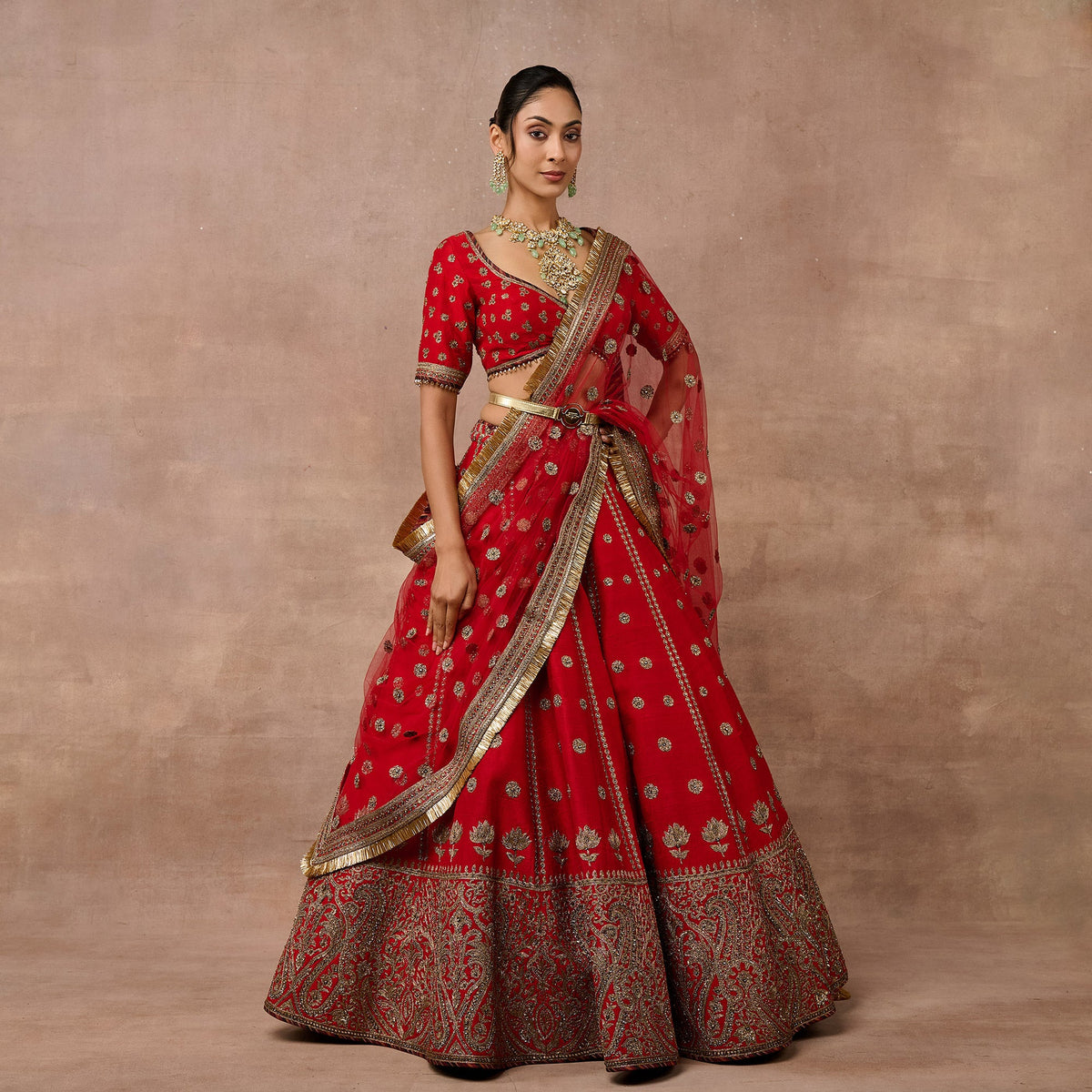 Vermilion Red Lehenga Set