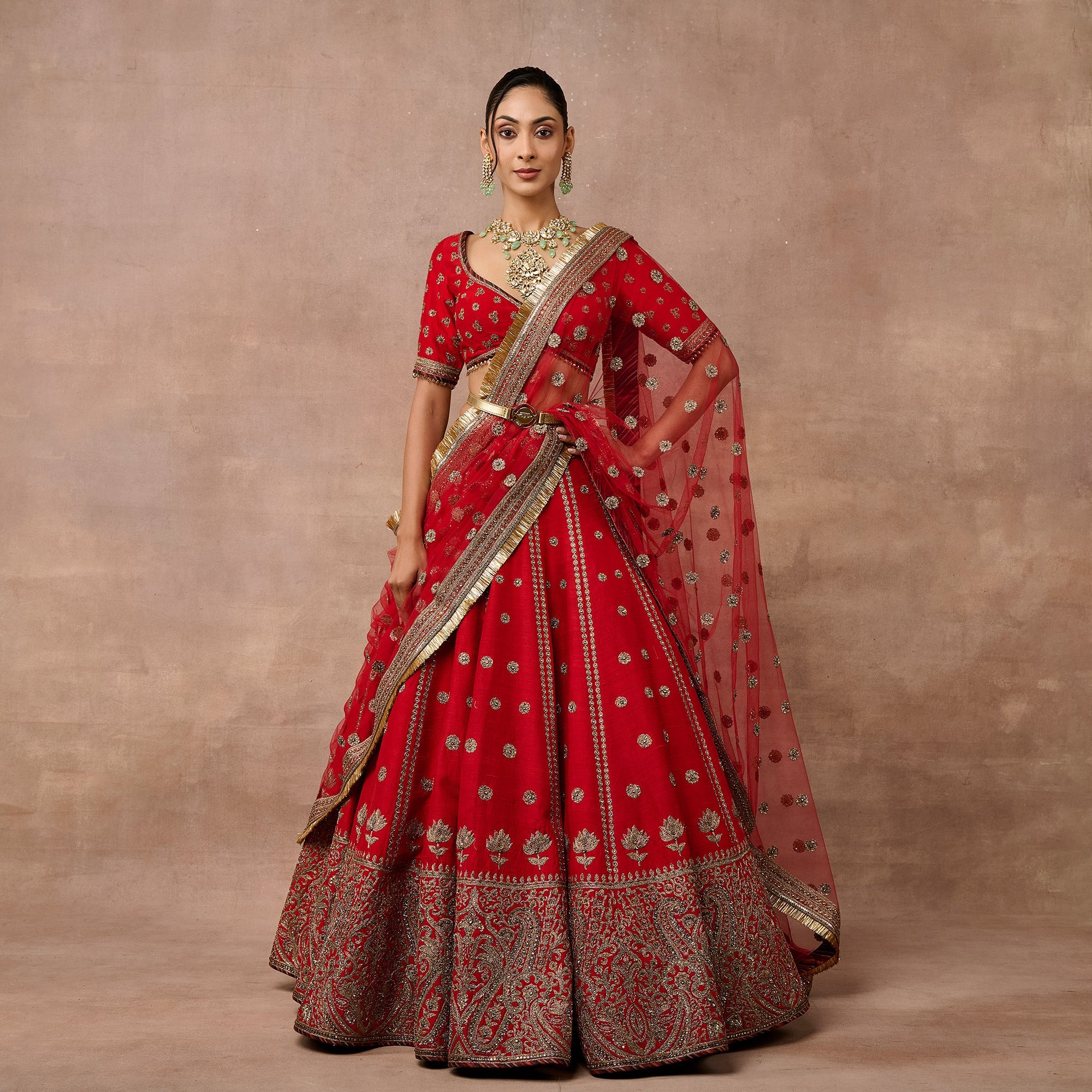 Vermilion Red Lehenga Set