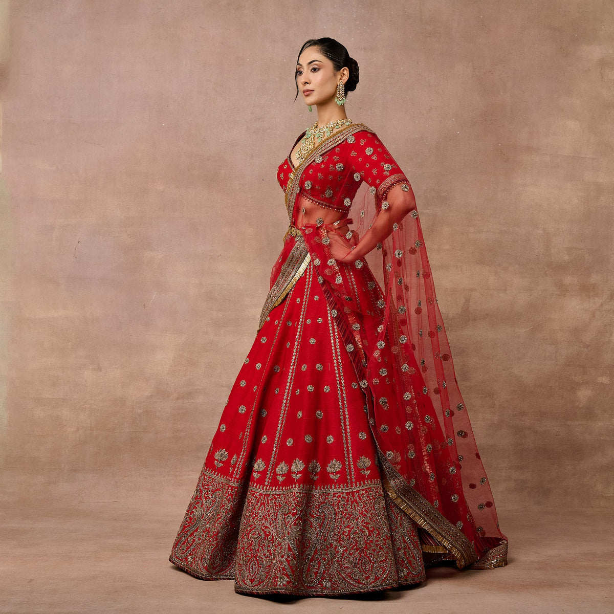 Vermilion Red Lehenga Set