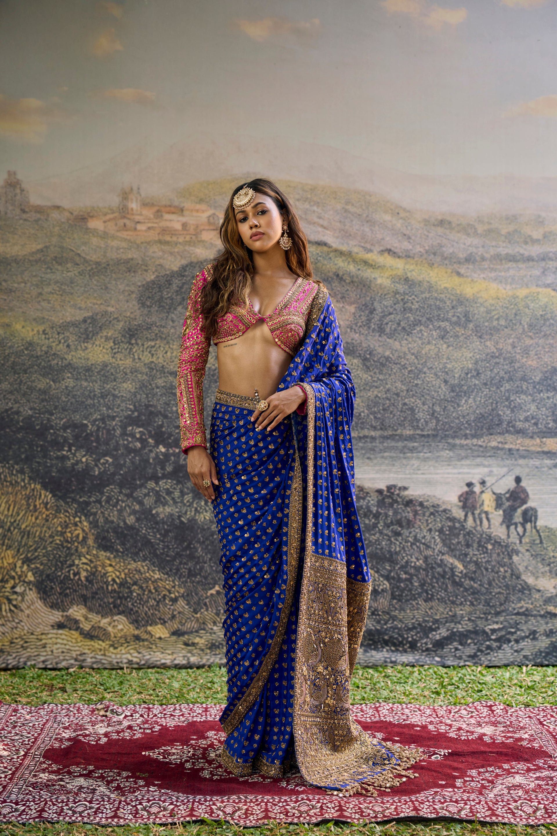 Neelpari Dabka Silk Saree Set