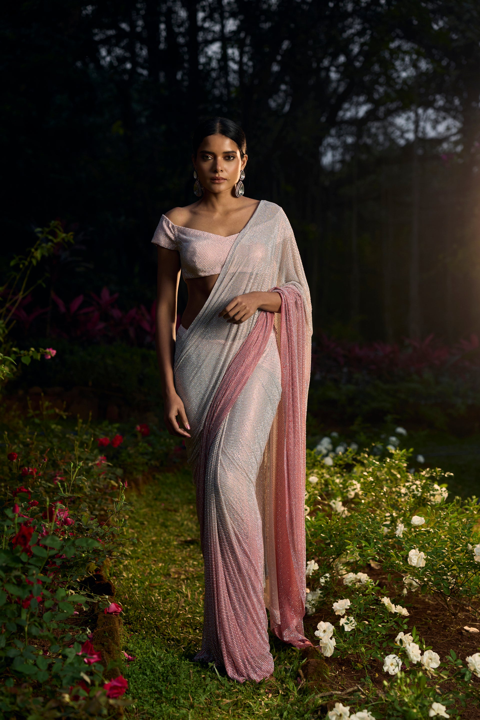 Gulrangi Crystal Saree Set