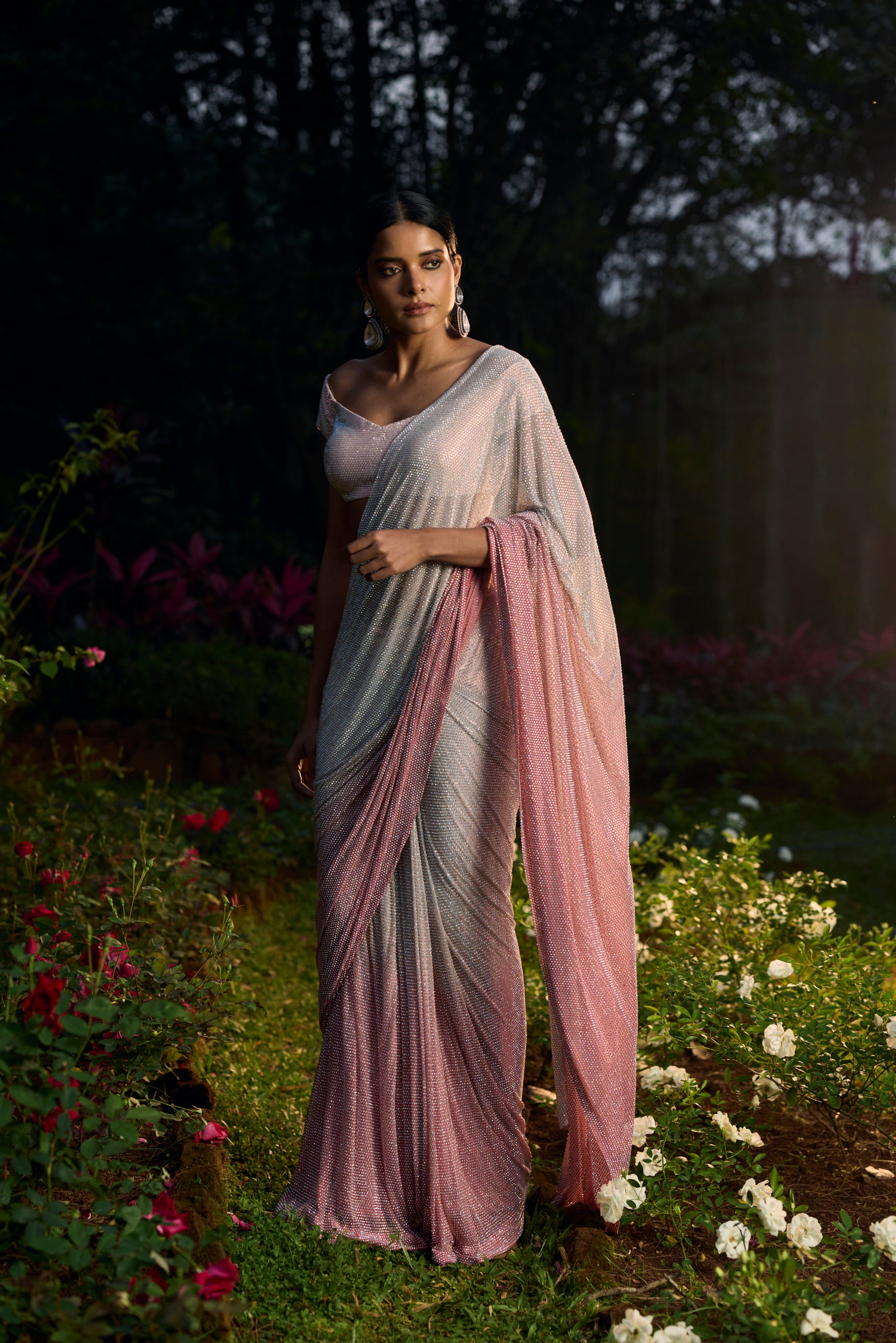 Gulrangi Crystal Saree Set