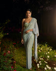 Pista Noor Crystal Saree Set