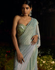 Pista Noor Crystal Saree Set