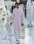 Quartz Pink Pearl Short Sherwani Set - Ready to Ship
