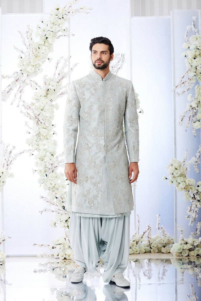 Ocean Grey Kiran Dori Sherwani Set - Ready to Ship